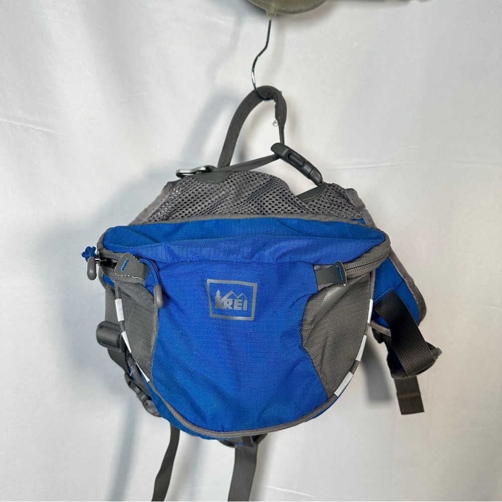 REI Dog Hiking Pack Nylon Saddlebag Harness Small Blue Gray Reflective Trim - Picture 3 of 16
